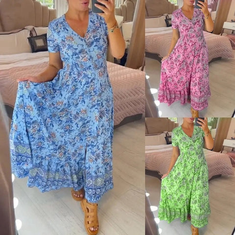 Ophelia | Floral Print V-Neck Dress