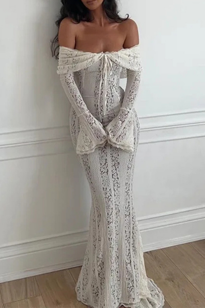 SAPHIRA – SEXY LACE HOLLOW OUT OFF-SHOULDER DRESS