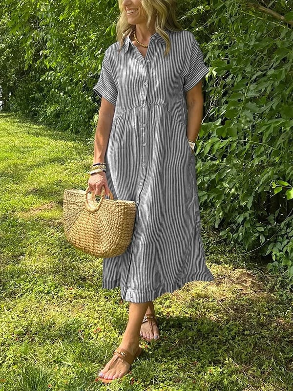 THALESSIA – STRIPED SHIRT DRESS