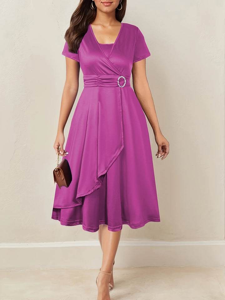 Hilda - Elegant Rhinestone V-Neck Evening Dress