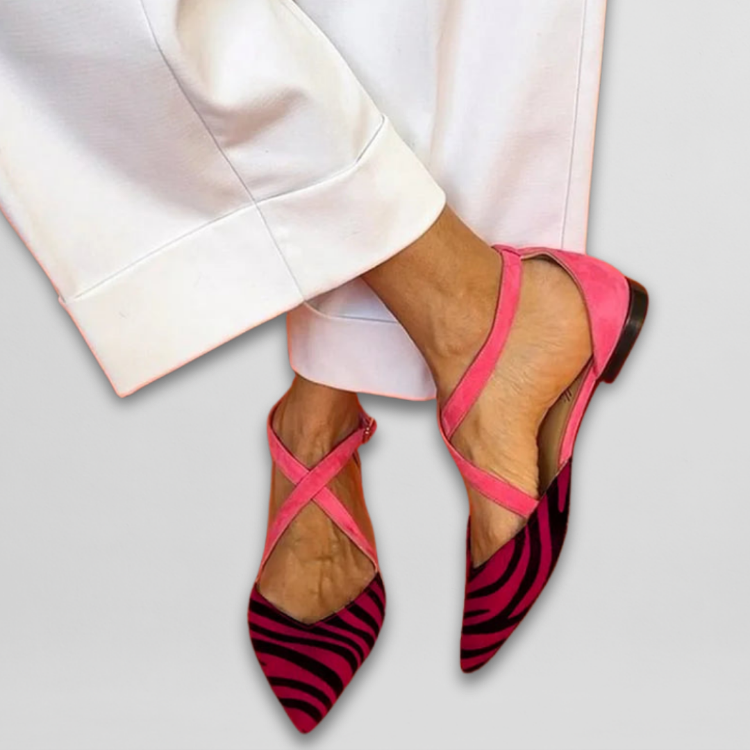 ZALINDRA – STRAPPY BALLERINAS WITH ZEBRA PRINT