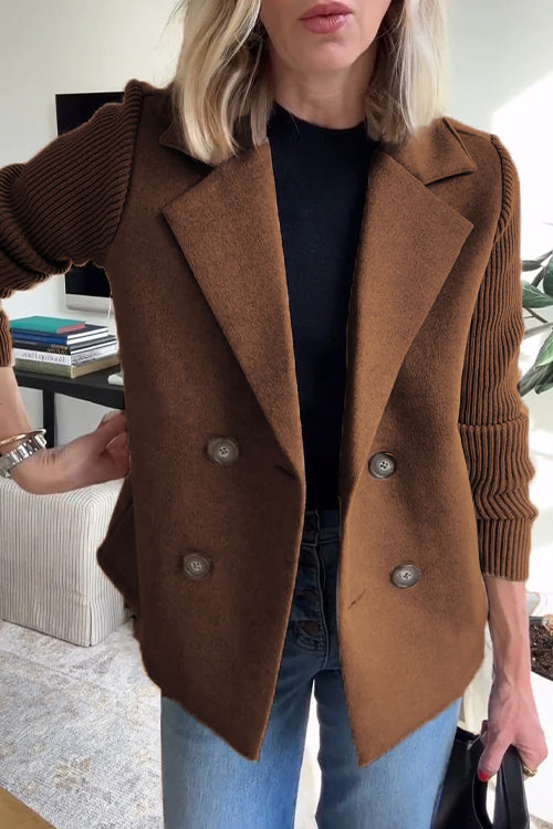 Freya - Elegant Knit-Sleeve Blazer