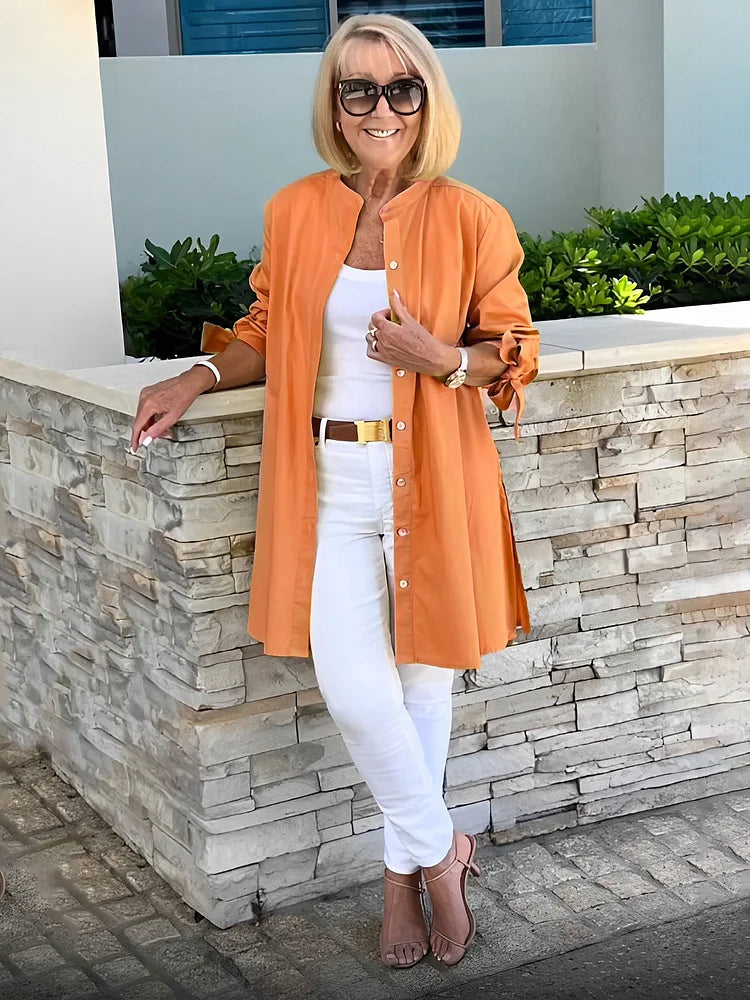 ELLARIA – GATHERED BACK COTTON SHIRT JACKET
