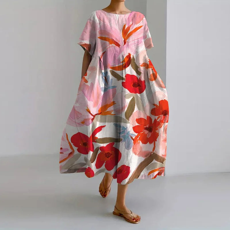 VALENTINA - Summer Floral Dress with Flattering Cut