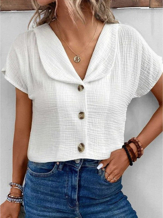 Ellen - Top with collar and buttons