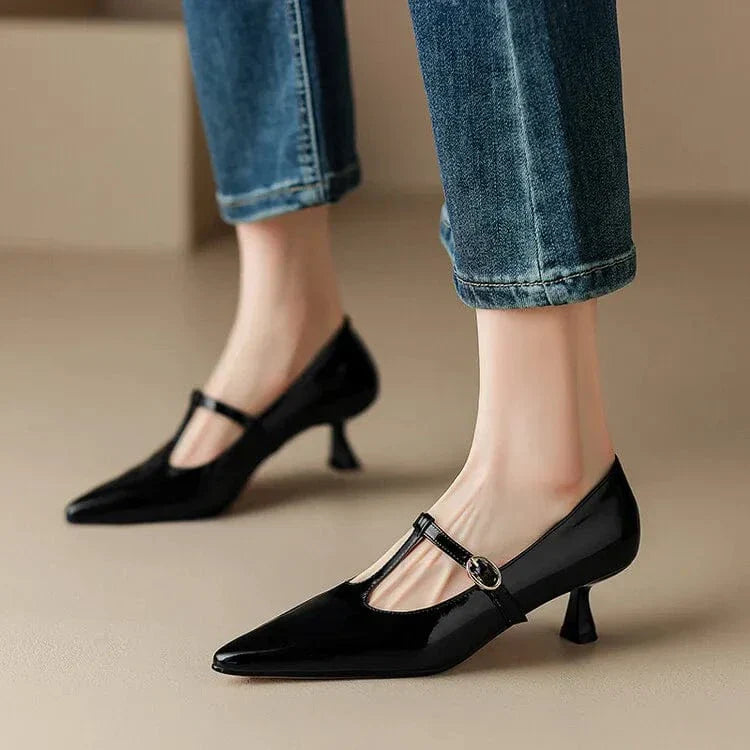 SOLENELLE – OLYSA PATENT LEATHER KITTEN HEELS