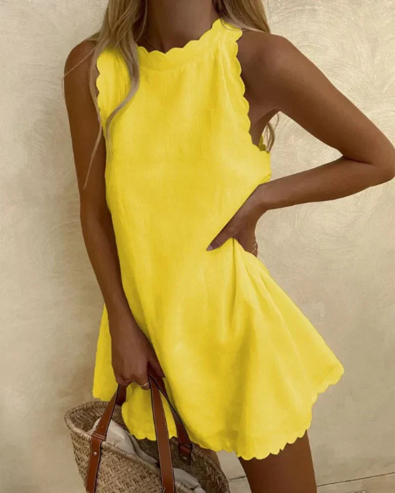 Galilea - Sleeveless Scallop-Edge Dress