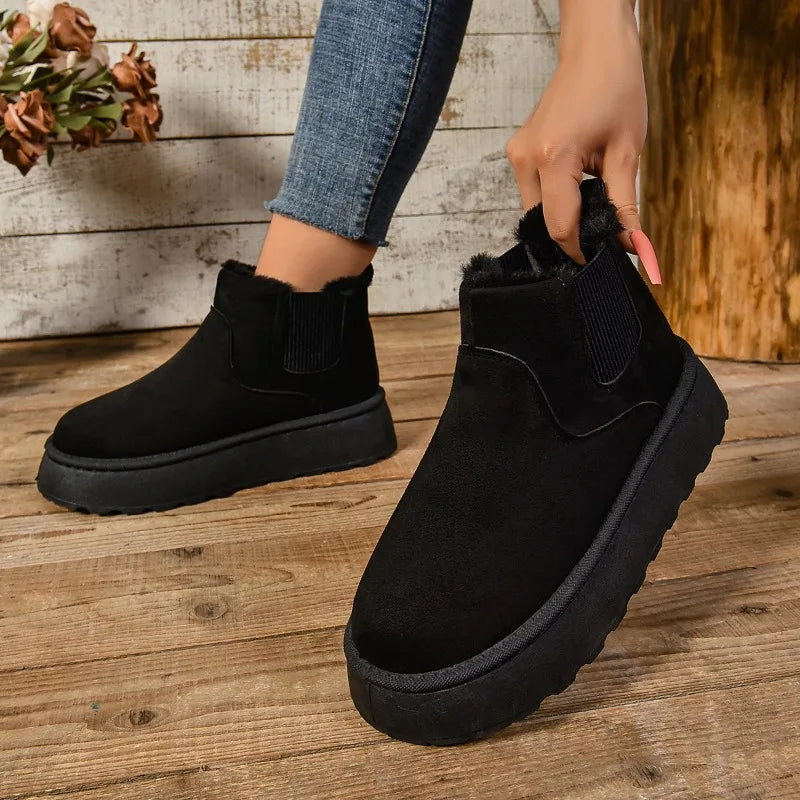 Snowluxe - Women's Suede Fur Ankle Boots