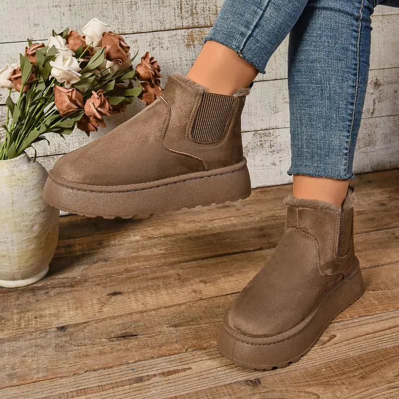 Snowluxe - Women's Suede Fur Ankle Boots