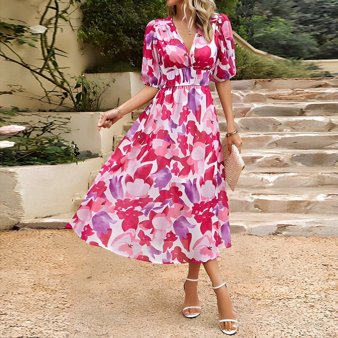 SELANETH – ELEGANT V-SILHOUETTE MIDI DRESS