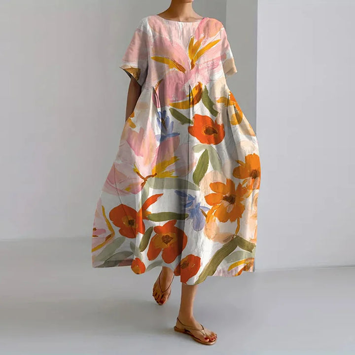VALENTINA - Summer Floral Dress with Flattering Cut