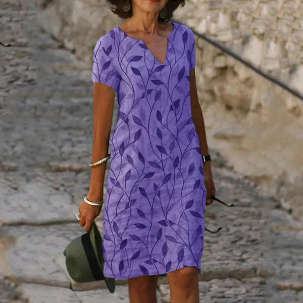 ARIENNA – EASY V-NECK CASUAL DRESS