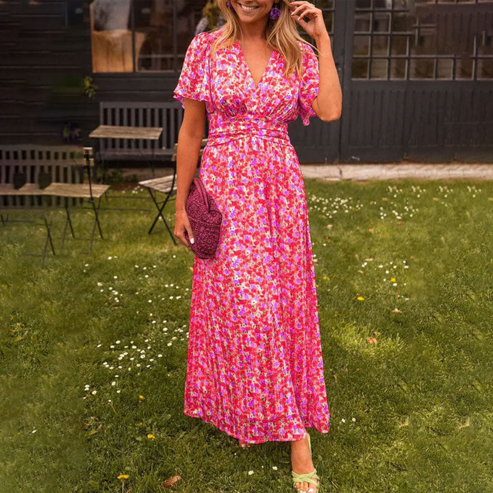 VENARAE – REFINED V-NECK ELEGANCE DRESS
